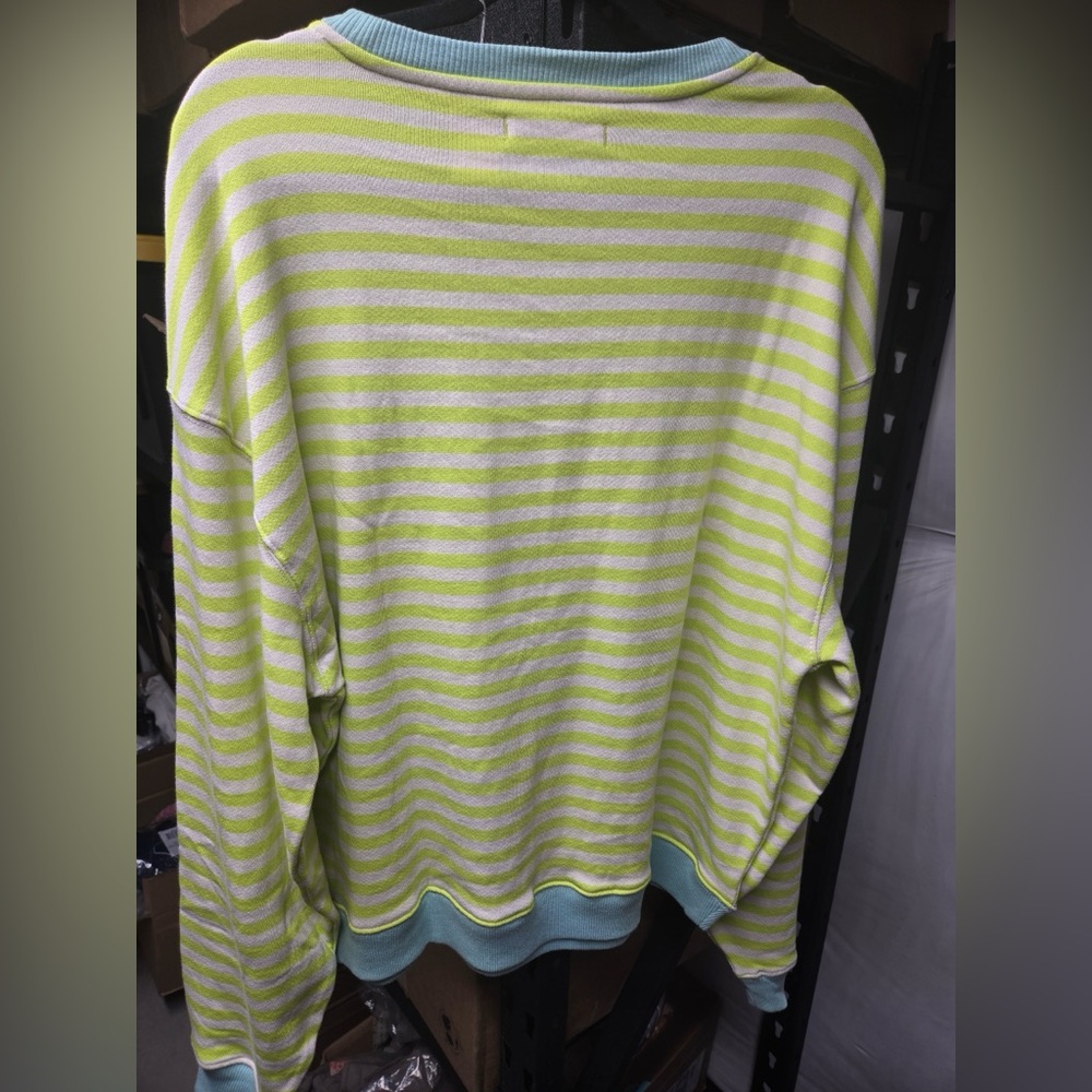 NWOT We The Free Classic Striped Oversized Crewneck ~Lime Combo~ - Picture 3 of 3